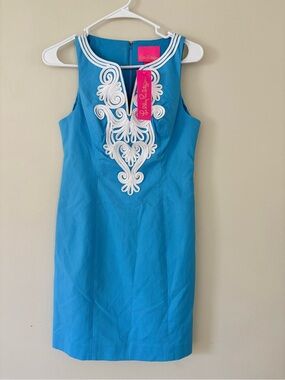 NWT Lilly Pulitzer Gabby Stretch Shift Dress in Bondi Blue size 00